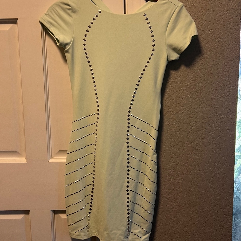 Bebe mint color studded dress